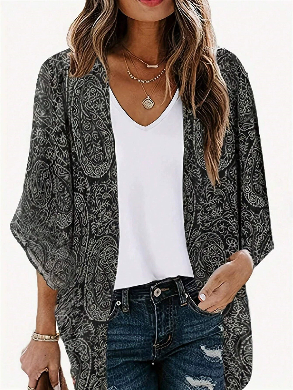 Forever 21 Spring Summer Printed Casual Cardigan Shirt